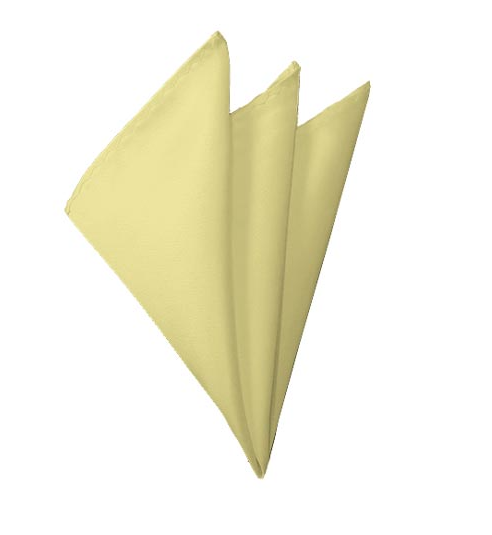 New Solid Satin Pocket Square - Light Yellow Manzini Neckwear