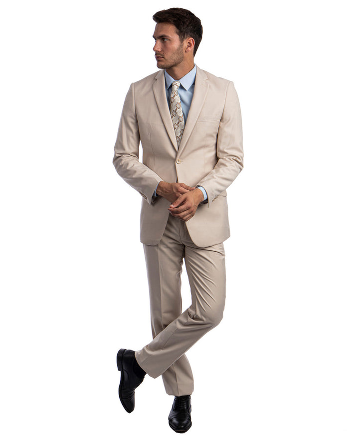 New Tan Azzuro Slim-Fit 2 Piece Suit