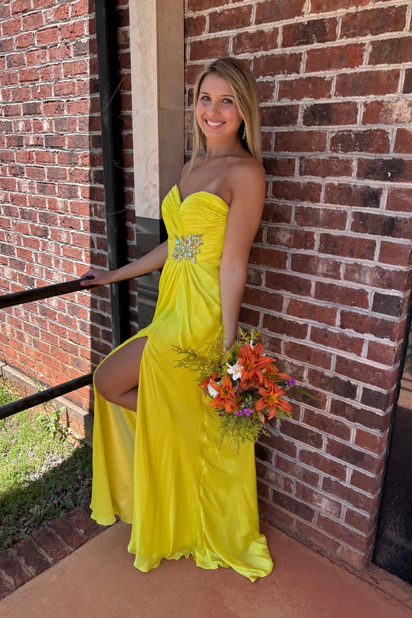 Mac Duggal 64652L Lemon Sweetheart Chiffon Dress Mac Duggal