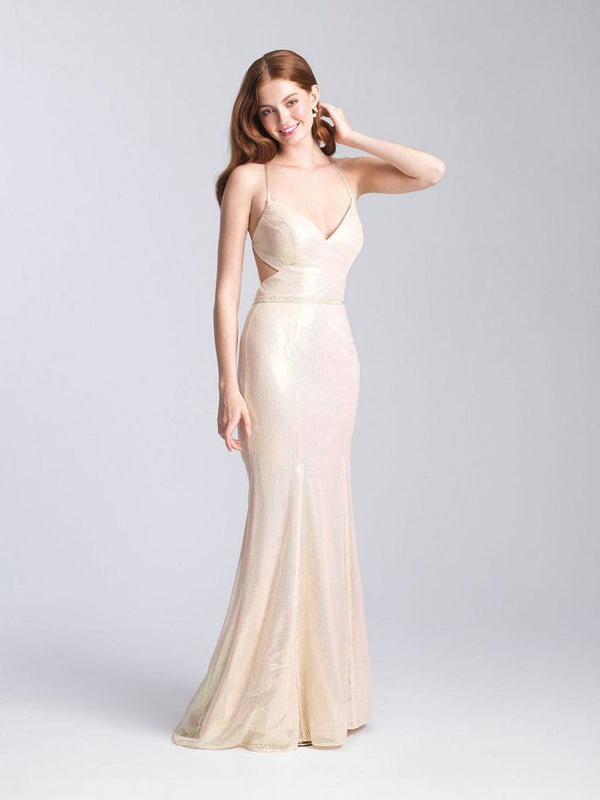 Madison James 20-345 Champagne Sequin Dress Allure Bridals - Madison James