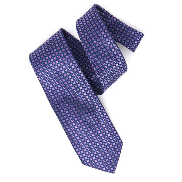 Vibrant Purple Square Pattern Woven Tie SELININY