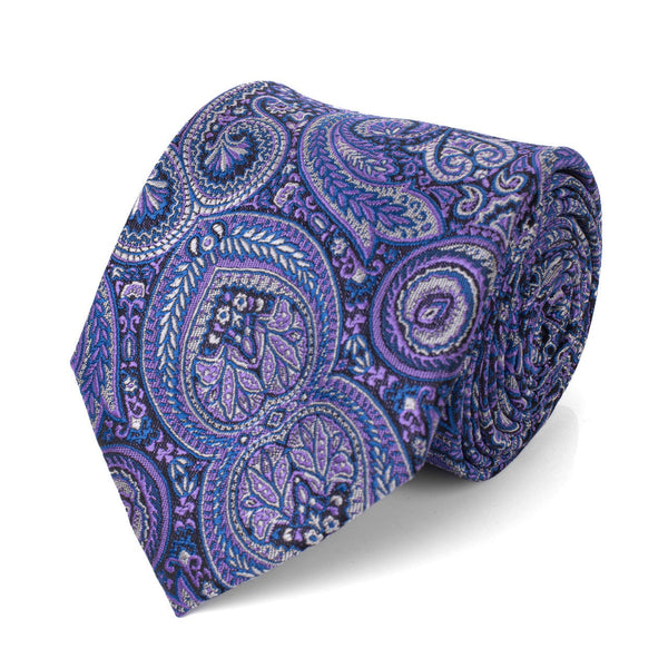 Purple Paisley Microfiber Woven Tie SELININY