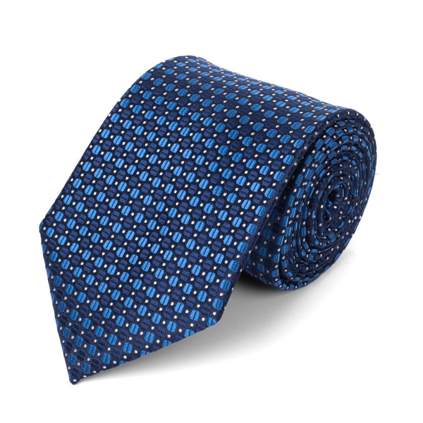 Laurant Bennet Navy Blue Square Design Woven Tie SELININYÂ