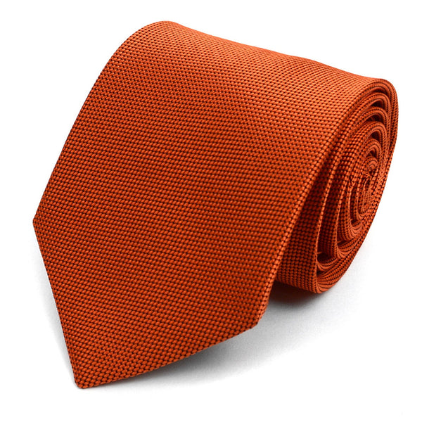 Orange Textured Micro Fiber Poly Woven Tie SELININY