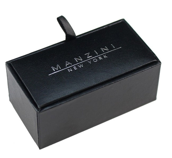 Silver and Black Circular Star Boxed Cufflink Set Manzini New York