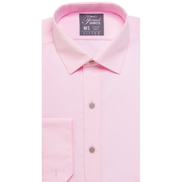 New Pink Fitted Laydown Collar Tuxedo Dress Shirt Formal Shirts