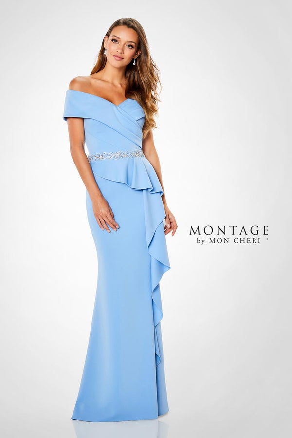 Montage 221976 Off Shoulder Crepe Sheath Dress