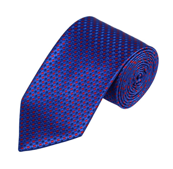 Royal Blue, Red and Navy Geometric Print Woven Tie TieOutlet.com