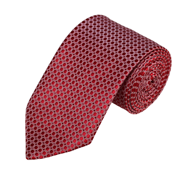 Red with White Rounded Squares Woven Tie