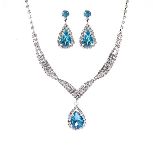 Rhinestone Pave Crystal Teardrop Necklace and Earring Set Sophia Collection dba Something SpecialÂ