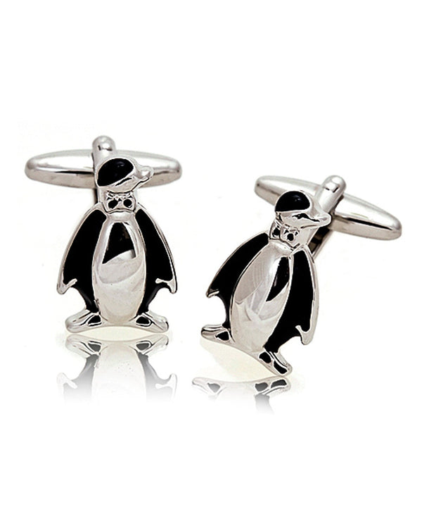 Penguin Silver & Black Novelty Cufflinks SELININY