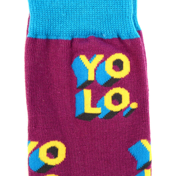 Men's YOLO Purple Novelty Socks