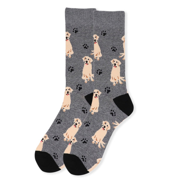 Men's Golden Retriever Grey Novelty Socks SELININY