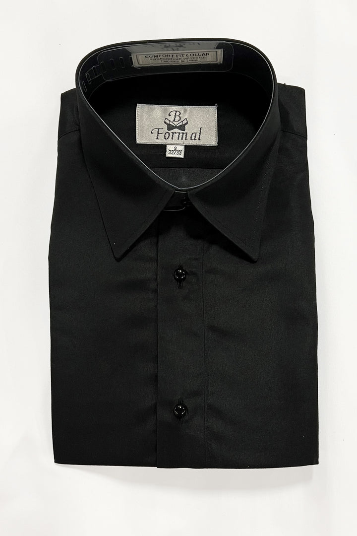 New Black Laydown Collar Tuxedo Shirt