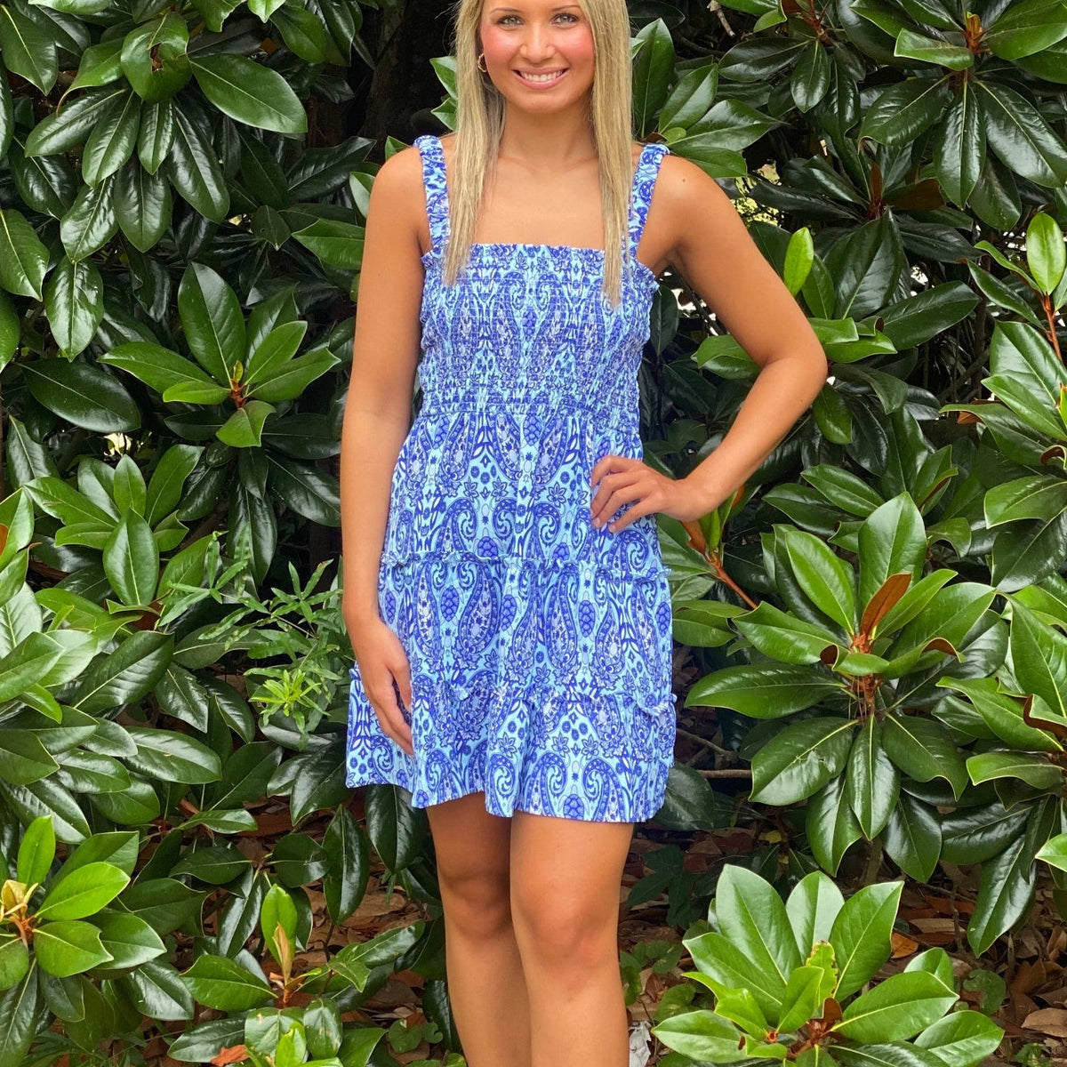 paisley dress blue Simply Southern Tank Dress in Paisley Large