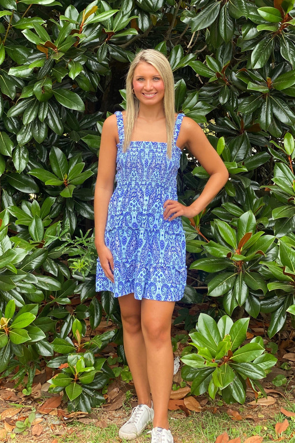 Simply Southern Blue Paisley Tiered Tank Dress Simply Southern
