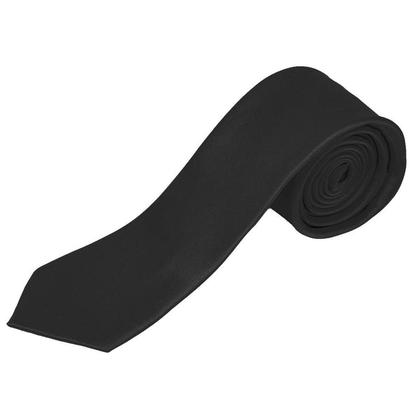 New Black Poly Satin 2.5" Slim Tie SELININYÂ