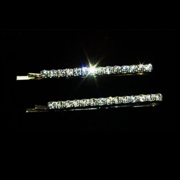 Pair of Crystal Rhinestone Silver Bobbie Pins