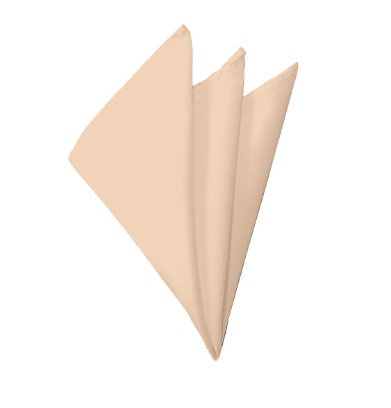 New Solid Satin Pocket Square - Peach Manzini Neckwear