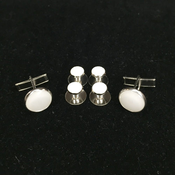 Pearl Silver Studs & Cufflinks Set Eddy's All Occasion Jewelry