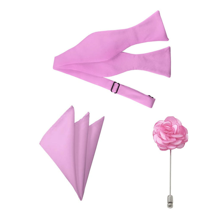 Pink Bow Tie, Pocket Square & Lapel Pin Set