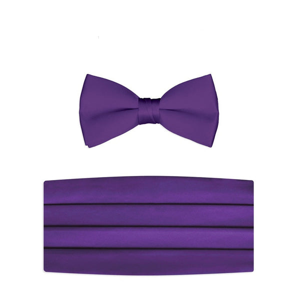 New Satin Bow Tie & Cummerbund Set - Plum Purple Tuxedo Park