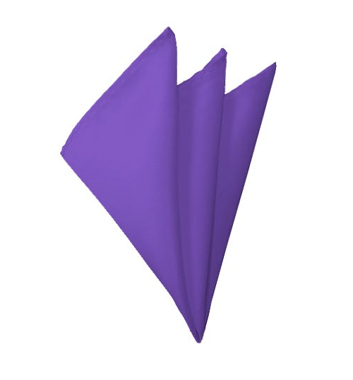 New Solid Satin Pocket Square - Purple Manzini Neckwear