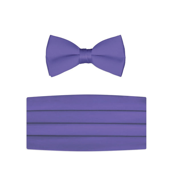 New Satin Bow Tie & Cummerbund Set - Purple Tuxedo Park