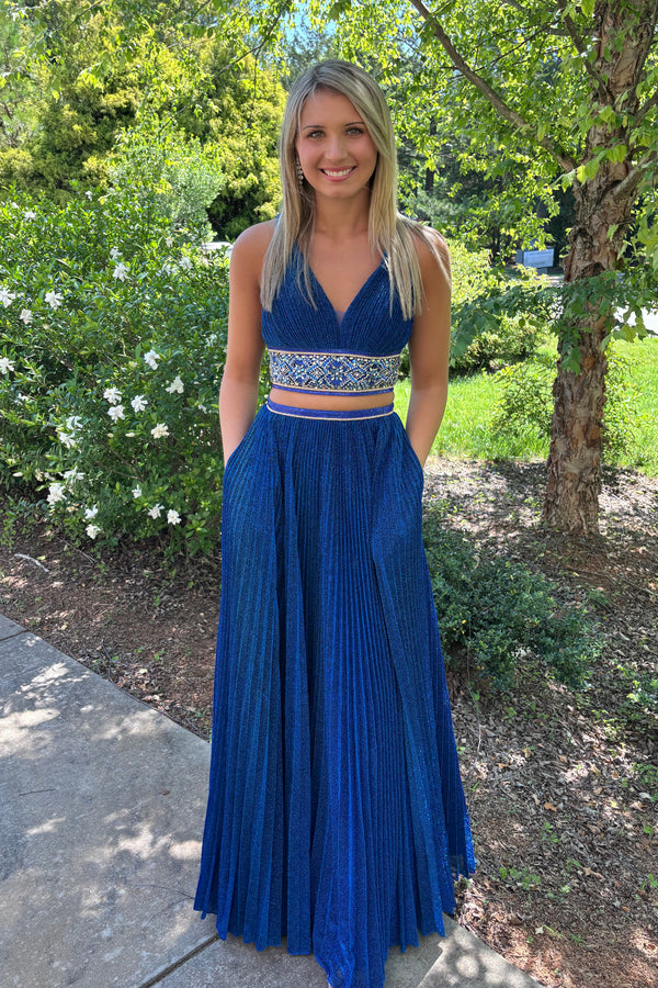Rachel Allan 7099 Shimmering Royal 2 Piece Dress
