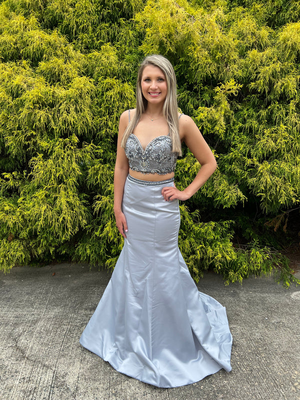 Rachel Allan 6147 Gunmetal Sweetheart 2 Piece Fit-n-Flare Dress