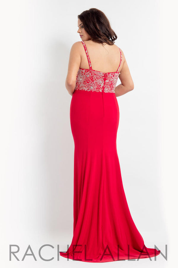 Rachel Allan 6333 Royal Blue V-Neck Jersey Fit-n-Flare Dress