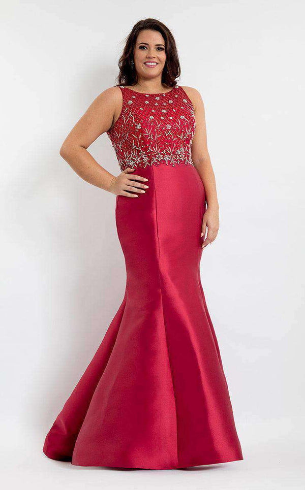Rachel Allan Curves 6334 Marsala Wine Fit-n-Flare Dress