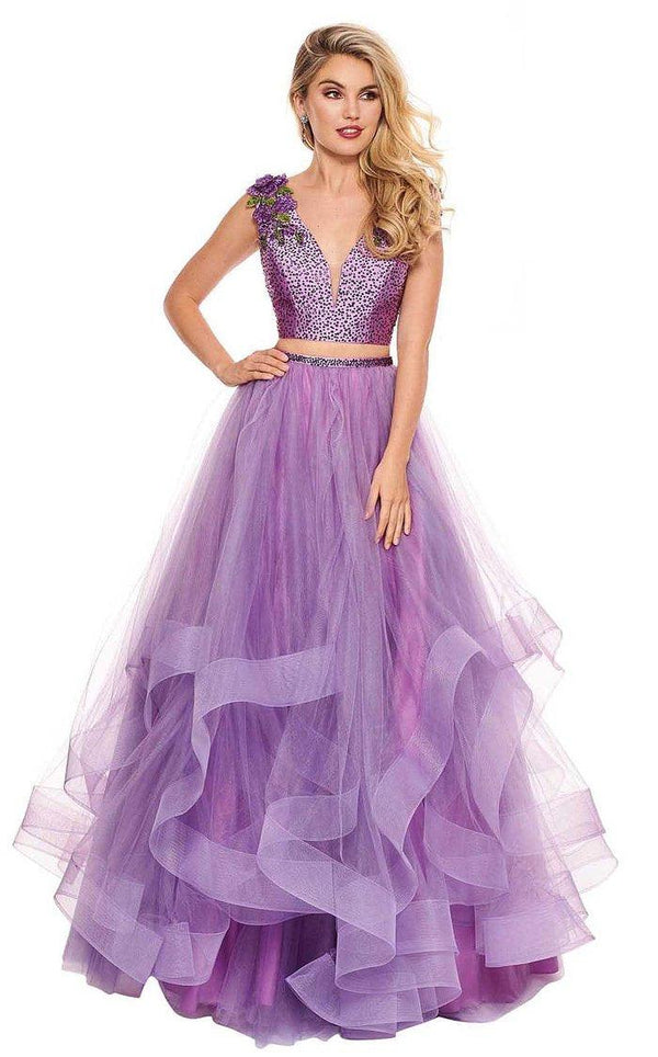 Rachel Allan 6412 Deep Lilac 2 Piece Layered Ballgown