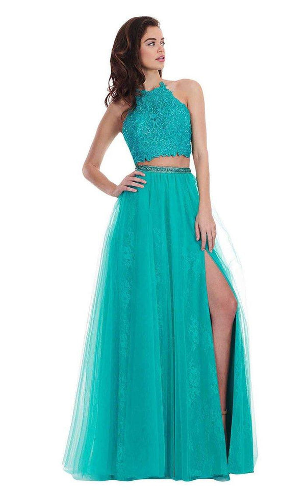 Rachel Allan 6437 Jade Halter 2 Piece Dress