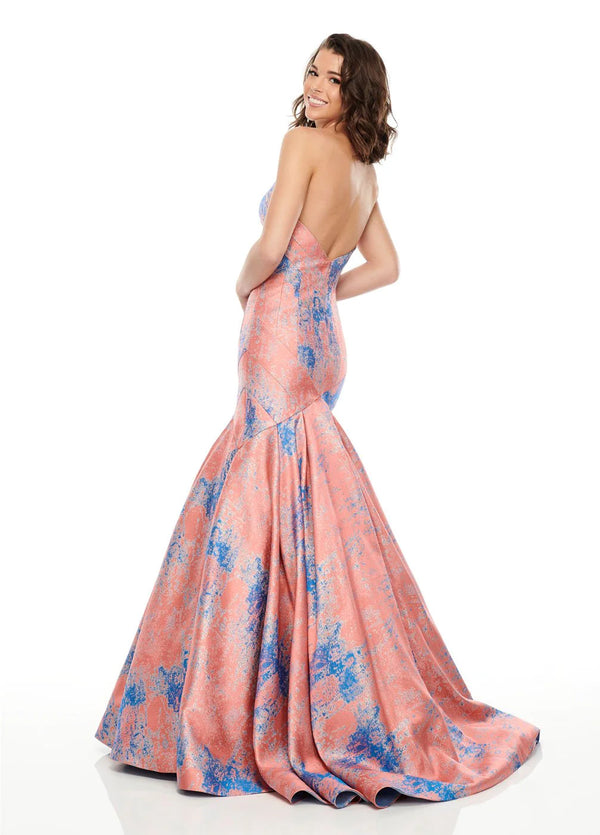 Rachel Allan 7032 Coral Multi Fit-N-Flare Dress