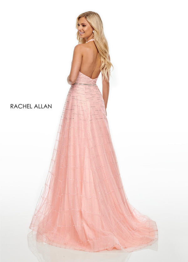 Rachel Allan 7082 Blush Pink Shimmering A-Line Dress Rachel Allan