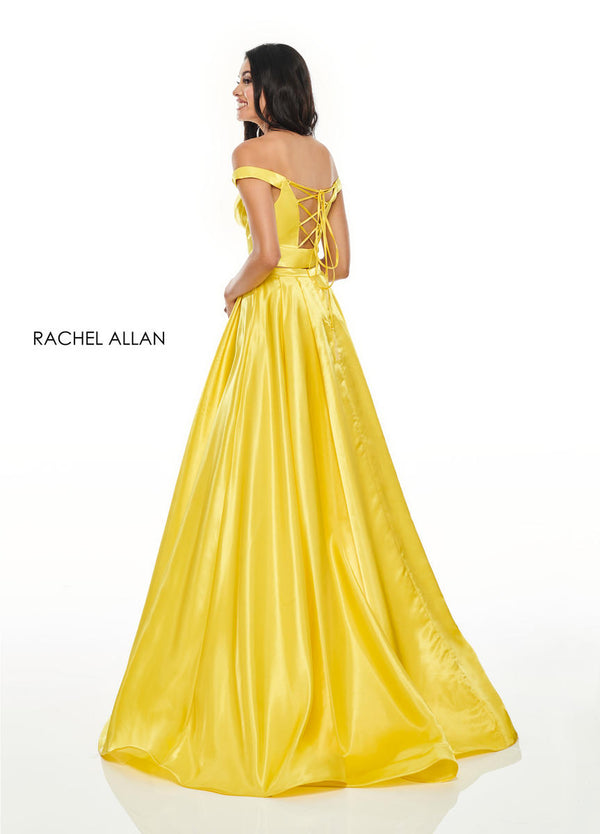 Rachel Allan 7185 Yellow 2 Piece Satin Dress Rachel Allan