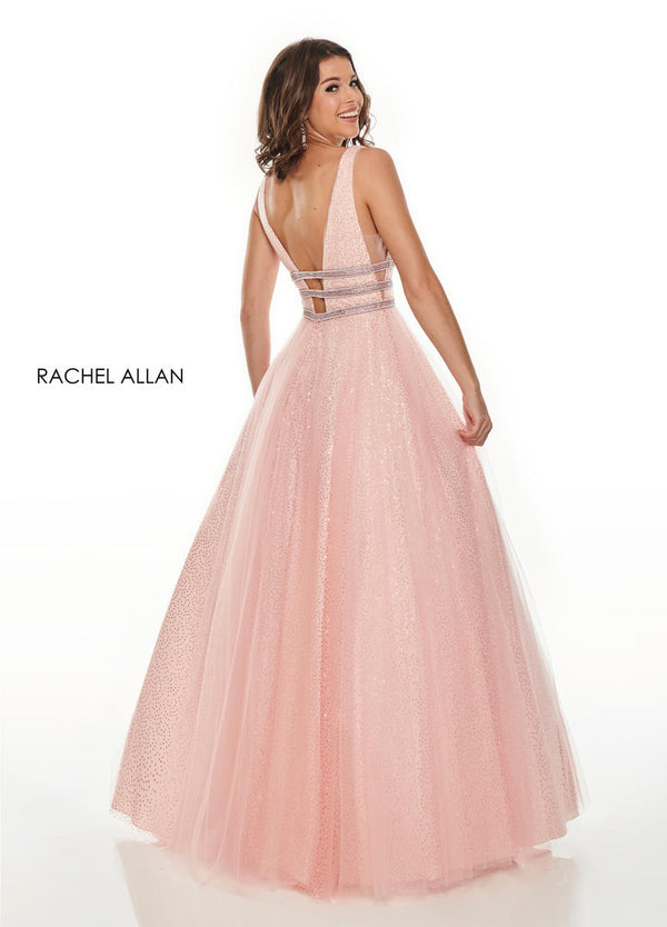 Rachel Allan 7201 Blush Pink Sequin Tulle Ballgown
