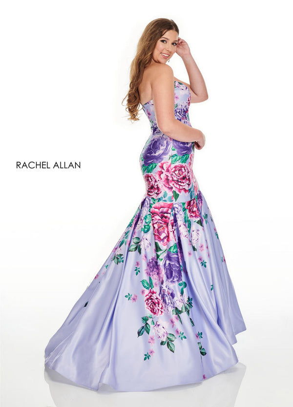 Rachel Allan Curves 7238 Lilac Floral Print Mermaid Dress