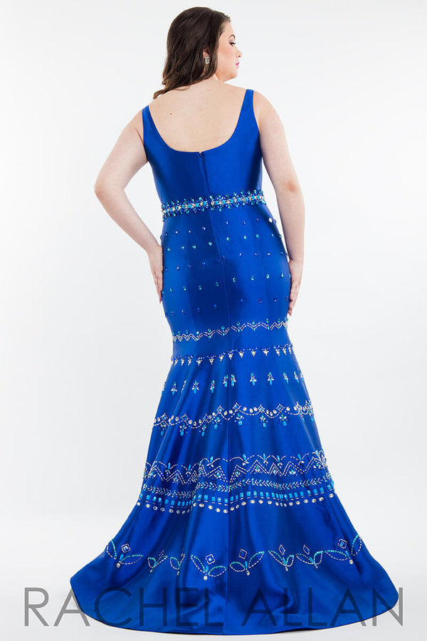 Rachel Allan Curves 7811 Royal Blue Fit-N-Flare Dress
