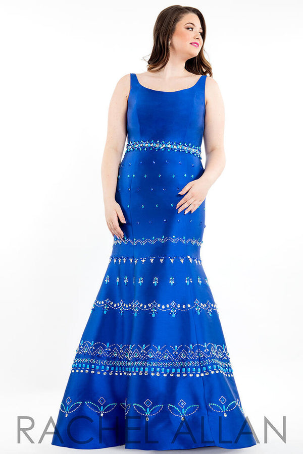 Rachel Allan Curves 7811 Royal Blue Fit-N-Flare Dress