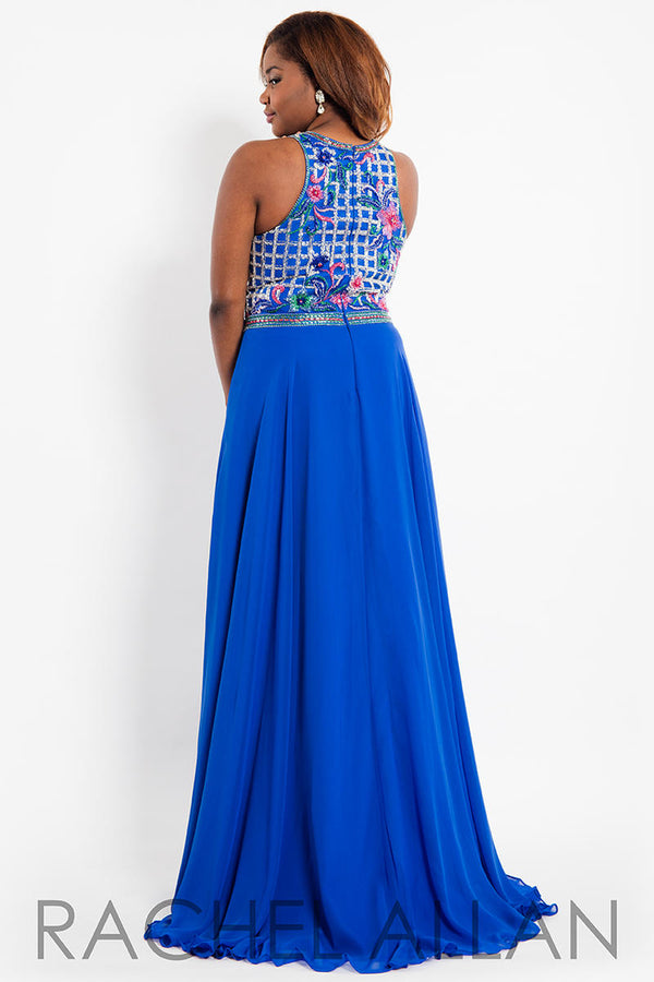 Rachel Allan 7814 Royal Blue Chiffon Dress
