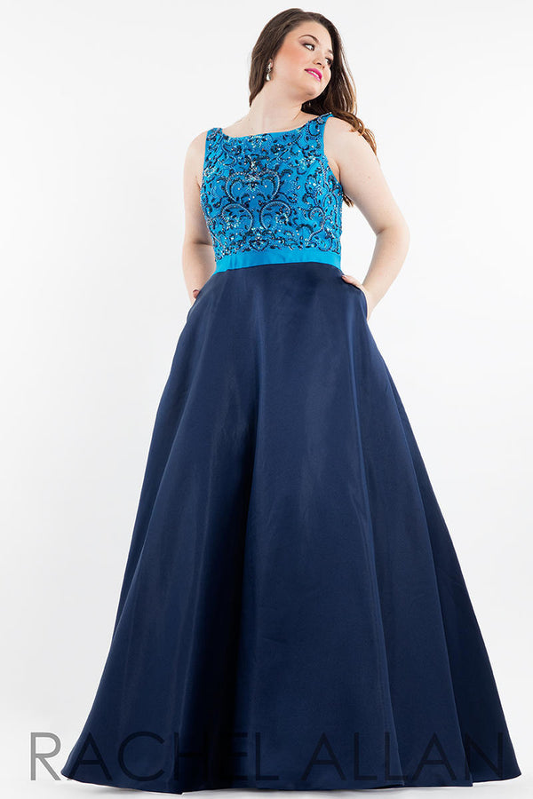 Rachel Allan 7835 Beaded Modest A-Line Dress