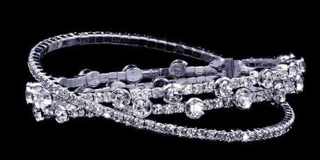 Criss Cross Rhinestone Silver Cuff Bracelet Rhinestone Jewelry Corp
