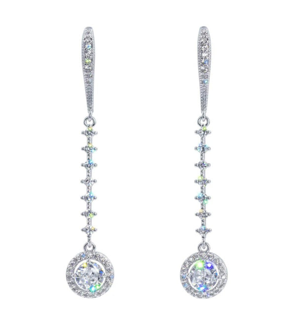 Cubic Zirconia Drop Fish Hook Earrings Rhinestone Jewelry