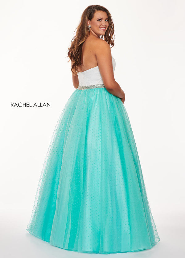 Rachel Allan Curves 6677 White Mint Sweetheart Ballgown