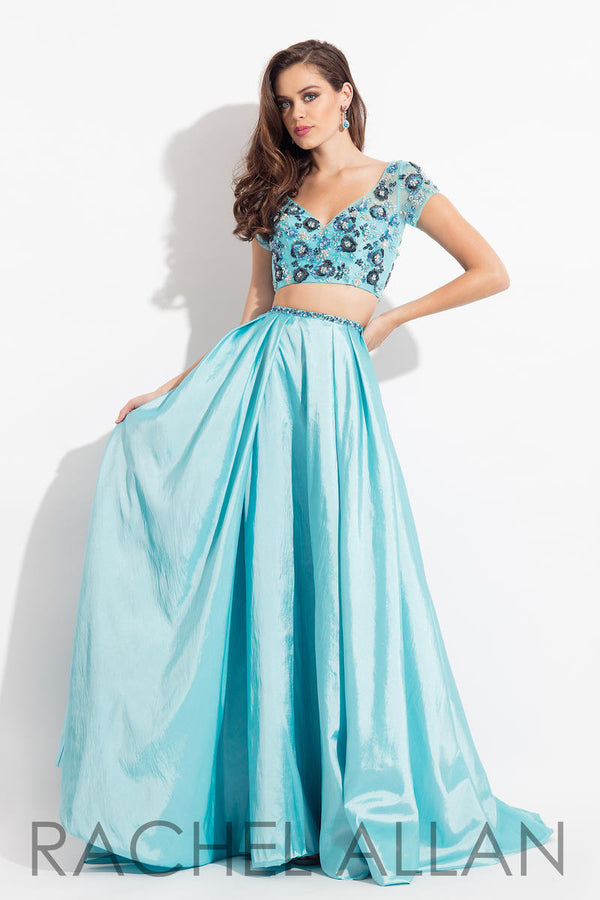Rachel Allan 6131 Aqua 2 Piece A-Line Dress