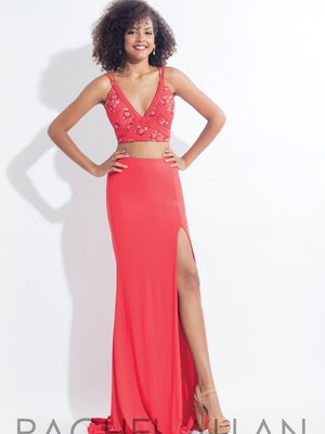 Rachel Allan 6132 Coral 2 Piece Jersey Dress Rachel Allan