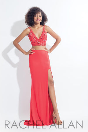 Rachel Allan 6132 Coral 2 Piece Jersey Dress Rachel Allan