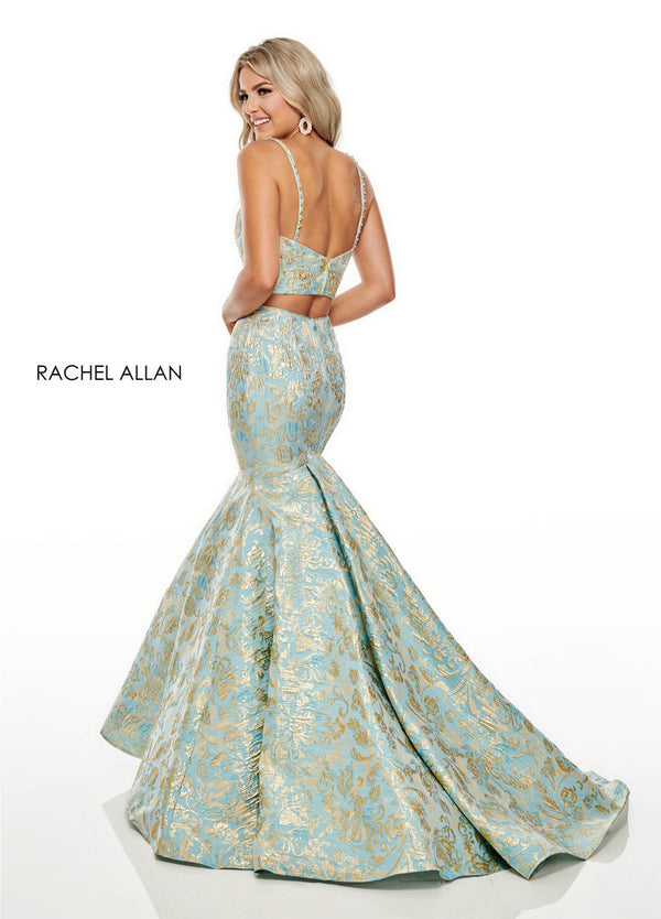Rachel Allan 7050 Aqua Gold 2 Piece Mermaid Dress Rachel AllanÂ